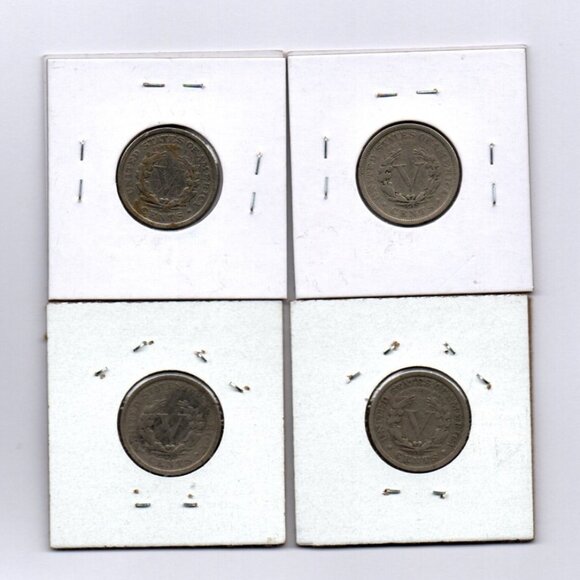 Lot of 8 Liberty Head V Nickels... Nice Condition... In Protective Sleeves - Picture 2 of 6